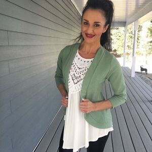 NEW cozy open cardigan green jacket